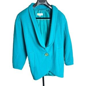 Vintage Laurel By Escada Wool Jacket 80s Blouson Sleeve Curved Hem Winter Fall